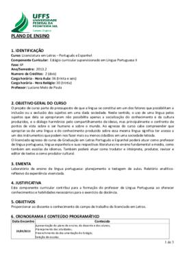 Estágio Curricular Supervisionado em Língua Portuguesa II