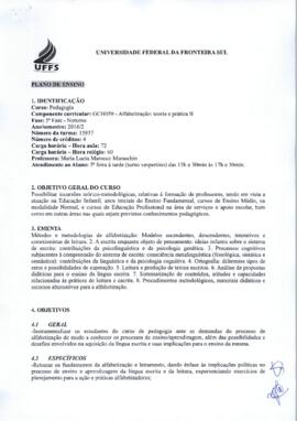Alfabetização - Teoria e Prática II