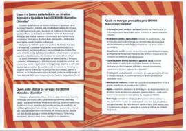 Folder do Centro de Referência em Direitos Humanos e Igualdade Racial Marcelino Chiarello