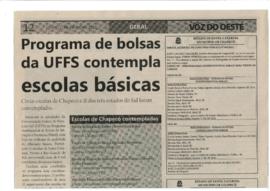 Notícia - Programa de bolsas da UFFS contempla escolas básicas