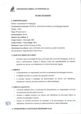 Seminário Temático em Pedagogia Especial