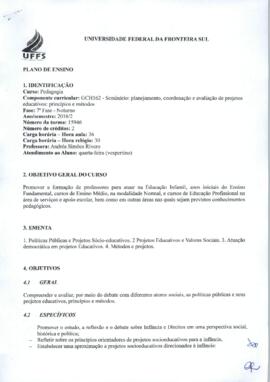 Seminário - Planejamento Coordenação e Avaliação de Projetos Educativos: Princípios e Métodos