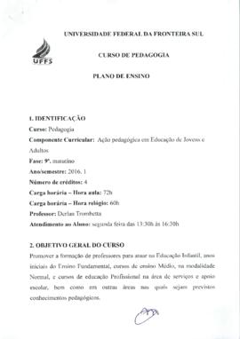 Ação Pedagógica em Educação de Jovens e Adultos