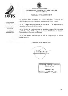 Portaria 702-GR-2013
