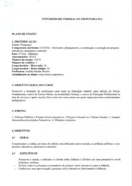 Seminário - Planejamento Coordenação e Avaliação de Projetos Educativos: Princípios e Métodos
