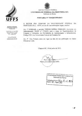 Portaria 733-GR-2013
