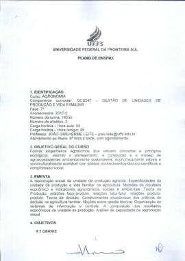 Gestão de Unidades de Produção e Vida Familiar