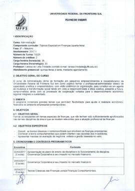 Tópicos Especiais em Finanças