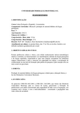 Oficina II - Produção de Material Didático de Língua Portuguesa
