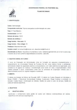 Tópicos Avançados de Administração de Custos