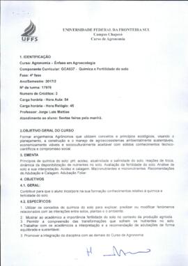 Química e Fertilidade do Solo