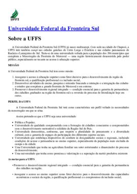 Informações sobre a UFFS: missão, perfil, metas e marca
