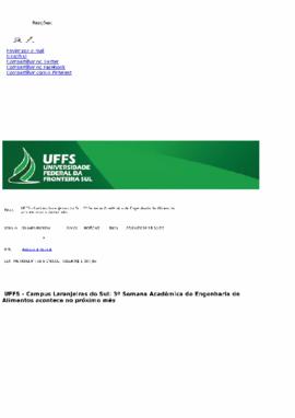 UFFS - Campus Laranjeiras do Sul: 3ª Semana Acadêmica de Engenharia de Alimentos