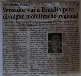 Vereador vai a Brasília para divulgar mobilização regional