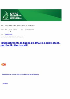Impeachment - as lições de 1992 e a crise atual, por Danilo Martuscelli