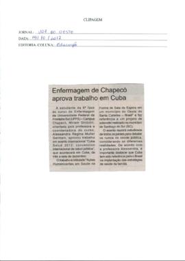 Enfermagem de Chapecó aprova trabalho em Cuba