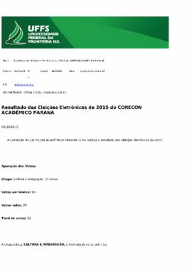 Resultado das eleições eletrônicas de 2015 do CORECON ACADÊMICO