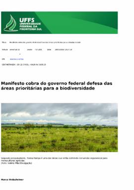 Manifesto cobra do governo federal defesa das áreas prioritárias para a biodiversidade