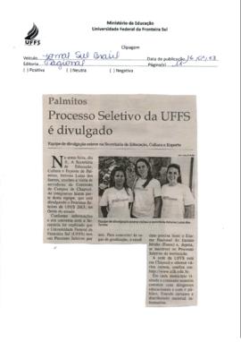 Processo seletivo da UFFS é divulgado