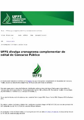 UFFS divulga cronograma complementar de edital de concurso público