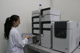 Servidores em atividades no laboratório