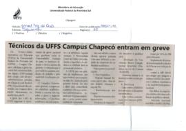 Técnicos administrativos da UFFS Campus Chapecó entram em greve