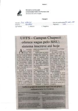 UFFS campus Chapecó oferece vagas pelo SISU