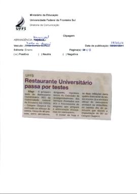 Restaurante Universitário passa por testes