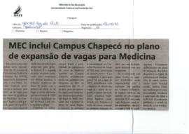 MEC inclui Campus Chapecó no Plano de Expansão de vagas para Medicina