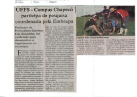 UFFS campus Chapecó participa de pesquisa coordenada pela Embrapa