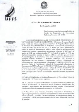 Instrução Normativa de Gestão de Documentos da UFFS