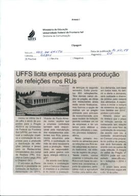 UFFS licita empresas para produção de refeições dos RUs
