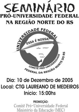 Cartaz Seminário Pró-Universidade Federal na Região Norte do RS