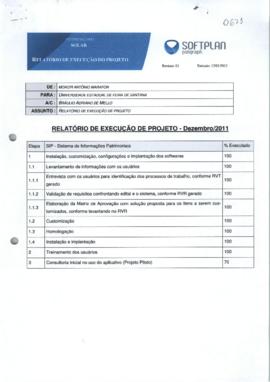 Relatório de Execução de Projeto - Janeiro 2011