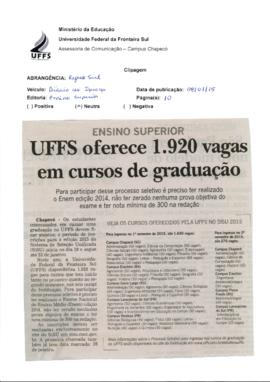 UFFS oferece 1.920 vagas em cursos de graduação