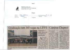 Graduação tem 365 vagas na UFFS campus Chapecó