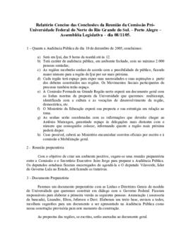 Relatório da Coordenação do Movimento Pró-Universidade – 081105