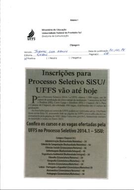 Inscrições para o processo seletivo SiSU UFFS vão até hoje