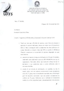 Memorando com sugestões para a construção do Arquivo Geral da UFFS