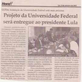 Projeto da Universidade Federal será entregue ao Presidente Lula