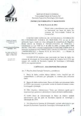 Instrução Normativa sobre o procedimento para extração nas bases de dados da UFFS