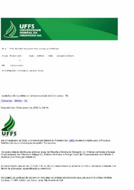 UFFS-RS realiza Processo Seletivo com vaga para professor