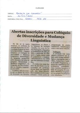 Inscrições para Colóquio de Diversidade e Mudança Linguística