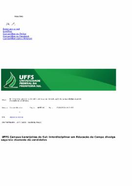 UFFS Campus Laranjeiras do Sul: Educação do Campo divulga segunda chamada