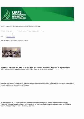 Laranjeiras - Curso de Agronomia do campus promove II Semanagro