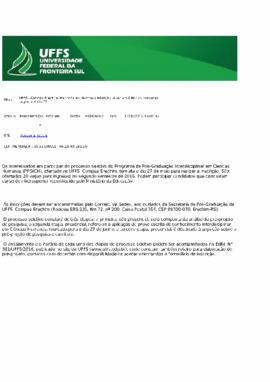 UFFS - Campus Erechim: inscrição no Mestrado Interdisciplinar em Ciências Humanas