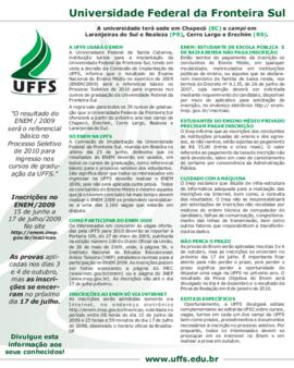 Panfleto UFFS ENEM 2009