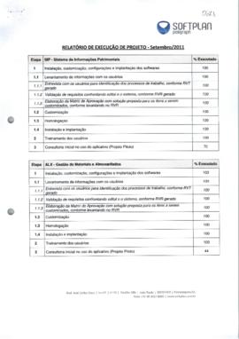 Relatório de Execução de Projeto - Setembro 2011