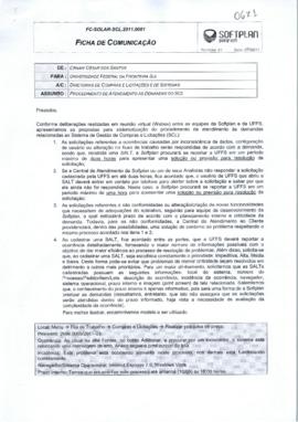 Ficha de Comunicação atendimento demandas do SCL