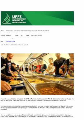 Restaurante Universitário do Campus Cerro largo chega a 50.000 refeições servidas